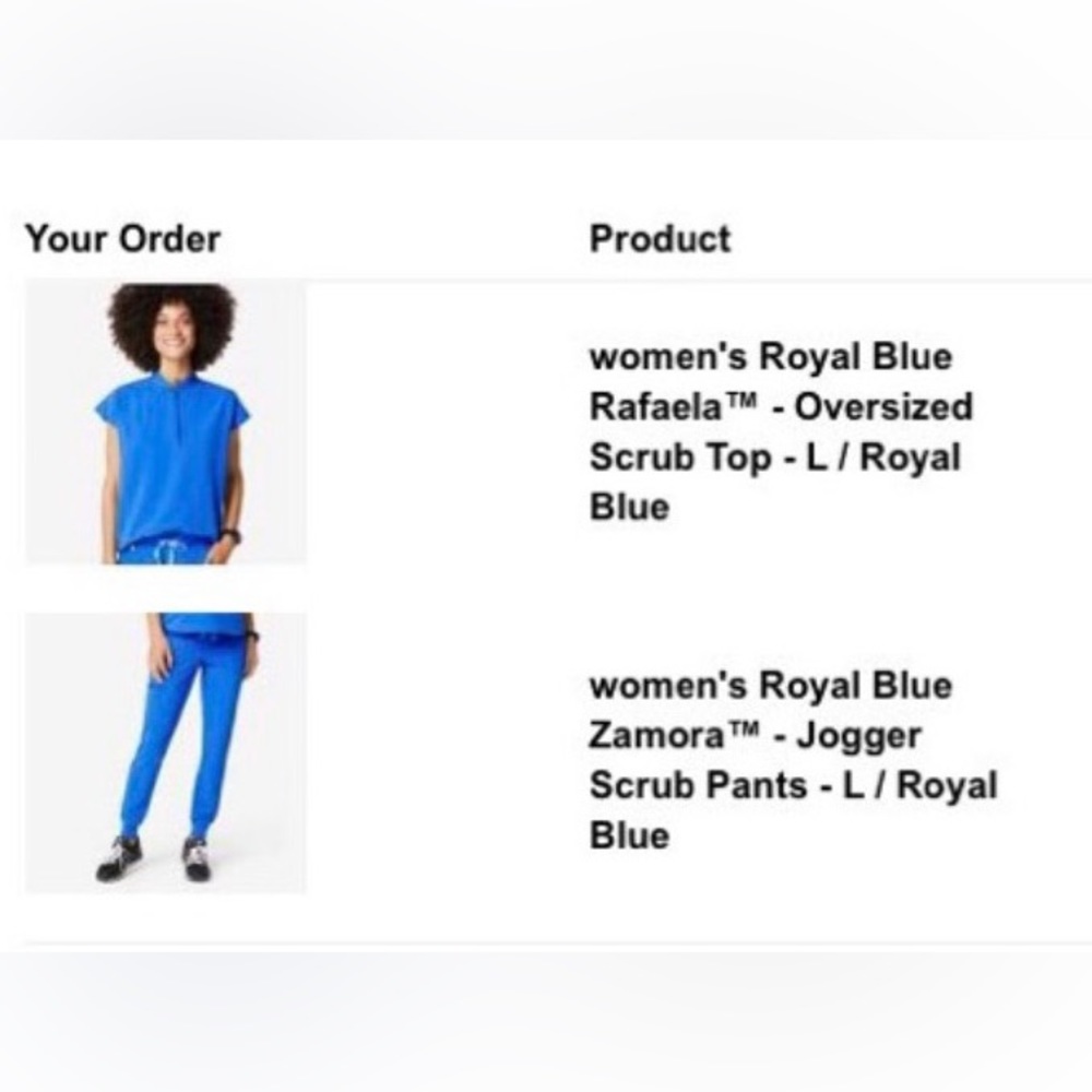 LIKE NEW ROYAL BLUE RAFAELLA SCRUB TOP AND ZAMORA JOGGER SET (Large)